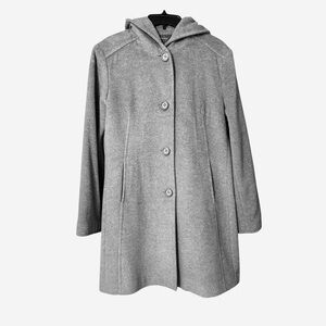 Wool & Angora Liz Claiborne Coat Hooded 3/4 Length Y2K Era 12